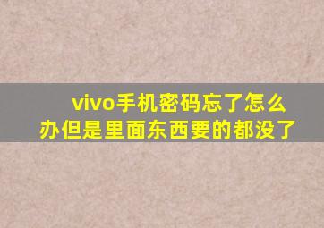 vivo手机密码忘了怎么办但是里面东西要的都没了