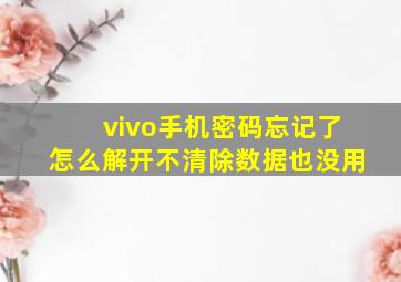 vivo手机密码忘记了怎么解开不清除数据也没用