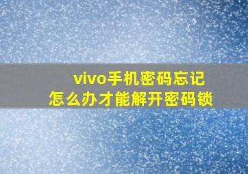 vivo手机密码忘记怎么办才能解开密码锁