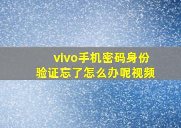 vivo手机密码身份验证忘了怎么办呢视频