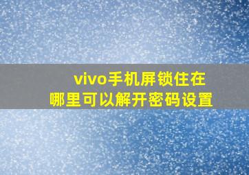 vivo手机屏锁住在哪里可以解开密码设置