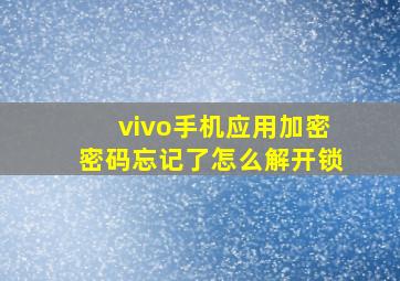 vivo手机应用加密密码忘记了怎么解开锁