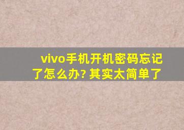 vivo手机开机密码忘记了怎么办? 其实太简单了