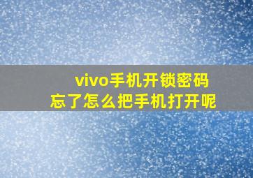 vivo手机开锁密码忘了怎么把手机打开呢