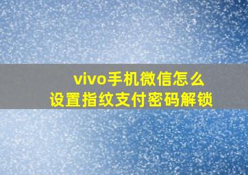 vivo手机微信怎么设置指纹支付密码解锁