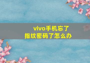 vivo手机忘了指纹密码了怎么办