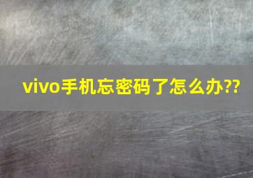 vivo手机忘密码了怎么办??