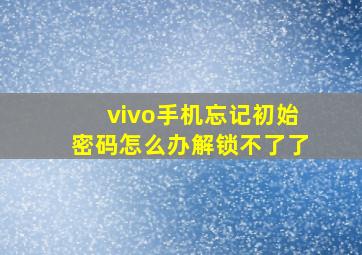 vivo手机忘记初始密码怎么办解锁不了了