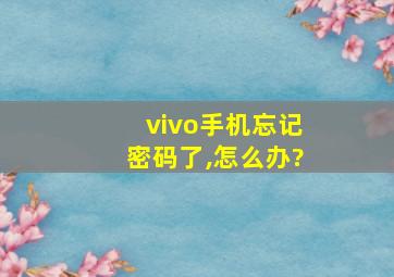 vivo手机忘记密码了,怎么办?