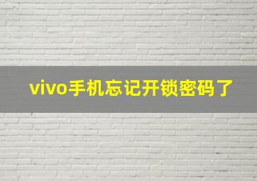 vivo手机忘记开锁密码了