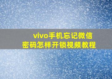 vivo手机忘记微信密码怎样开锁视频教程