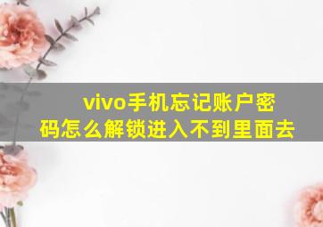 vivo手机忘记账户密码怎么解锁进入不到里面去