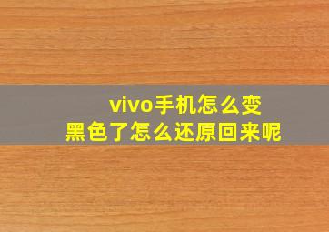 vivo手机怎么变黑色了怎么还原回来呢