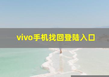 vivo手机找回登陆入口