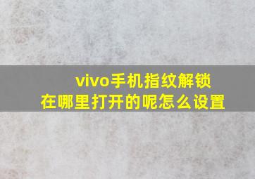 vivo手机指纹解锁在哪里打开的呢怎么设置