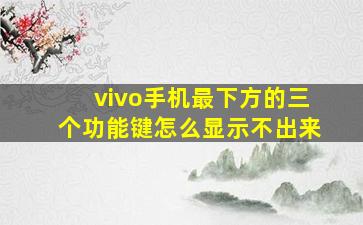 vivo手机最下方的三个功能键怎么显示不出来