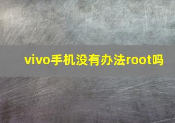 vivo手机没有办法root吗