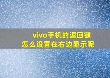 vivo手机的返回键怎么设置在右边显示呢