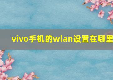 vivo手机的wlan设置在哪里