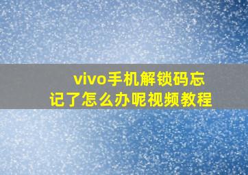 vivo手机解锁码忘记了怎么办呢视频教程