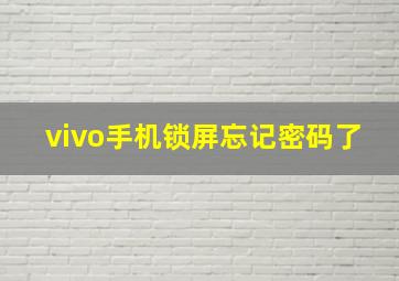 vivo手机锁屏忘记密码了