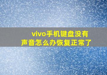 vivo手机键盘没有声音怎么办恢复正常了