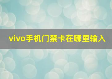 vivo手机门禁卡在哪里输入