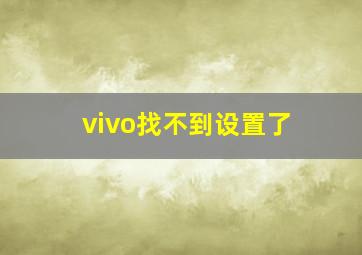 vivo找不到设置了