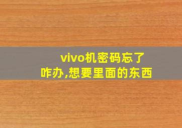 vivo机密码忘了咋办,想要里面的东西