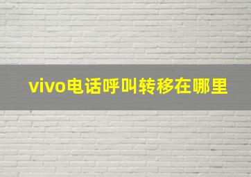 vivo电话呼叫转移在哪里