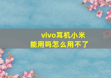 vivo耳机小米能用吗怎么用不了