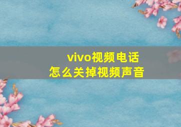 vivo视频电话怎么关掉视频声音