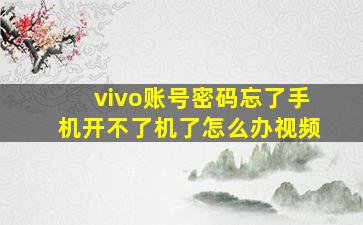 vivo账号密码忘了手机开不了机了怎么办视频