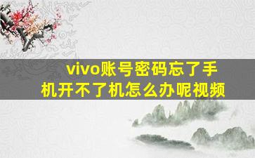 vivo账号密码忘了手机开不了机怎么办呢视频