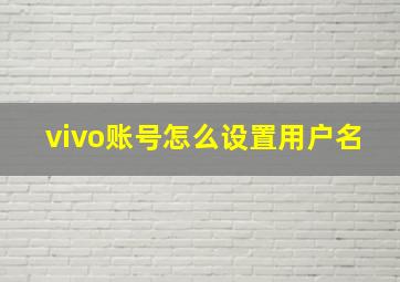 vivo账号怎么设置用户名