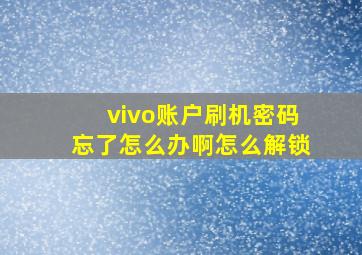 vivo账户刷机密码忘了怎么办啊怎么解锁