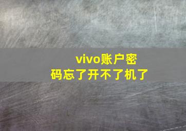 vivo账户密码忘了开不了机了