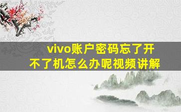 vivo账户密码忘了开不了机怎么办呢视频讲解