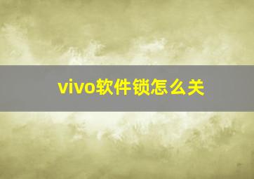 vivo软件锁怎么关