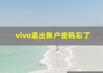 vivo退出账户密码忘了