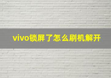 vivo锁屏了怎么刷机解开