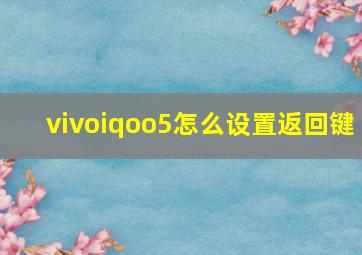 vivoiqoo5怎么设置返回键