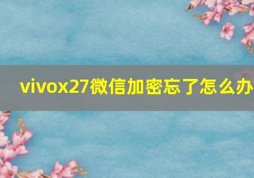 vivox27微信加密忘了怎么办