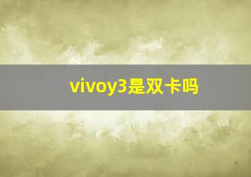 vivoy3是双卡吗