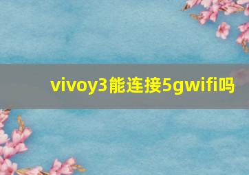 vivoy3能连接5gwifi吗