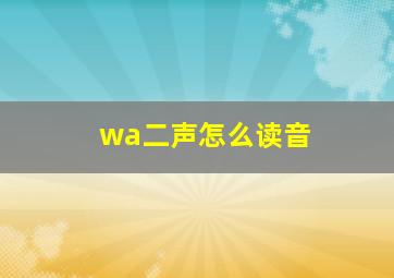 wa二声怎么读音