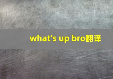 what's up bro翻译