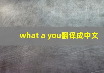 what a you翻译成中文