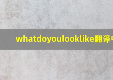 whatdoyoulooklike翻译中文