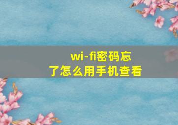 wi-fi密码忘了怎么用手机查看